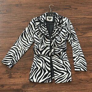 Zebra Print Belted Jacket - Size S